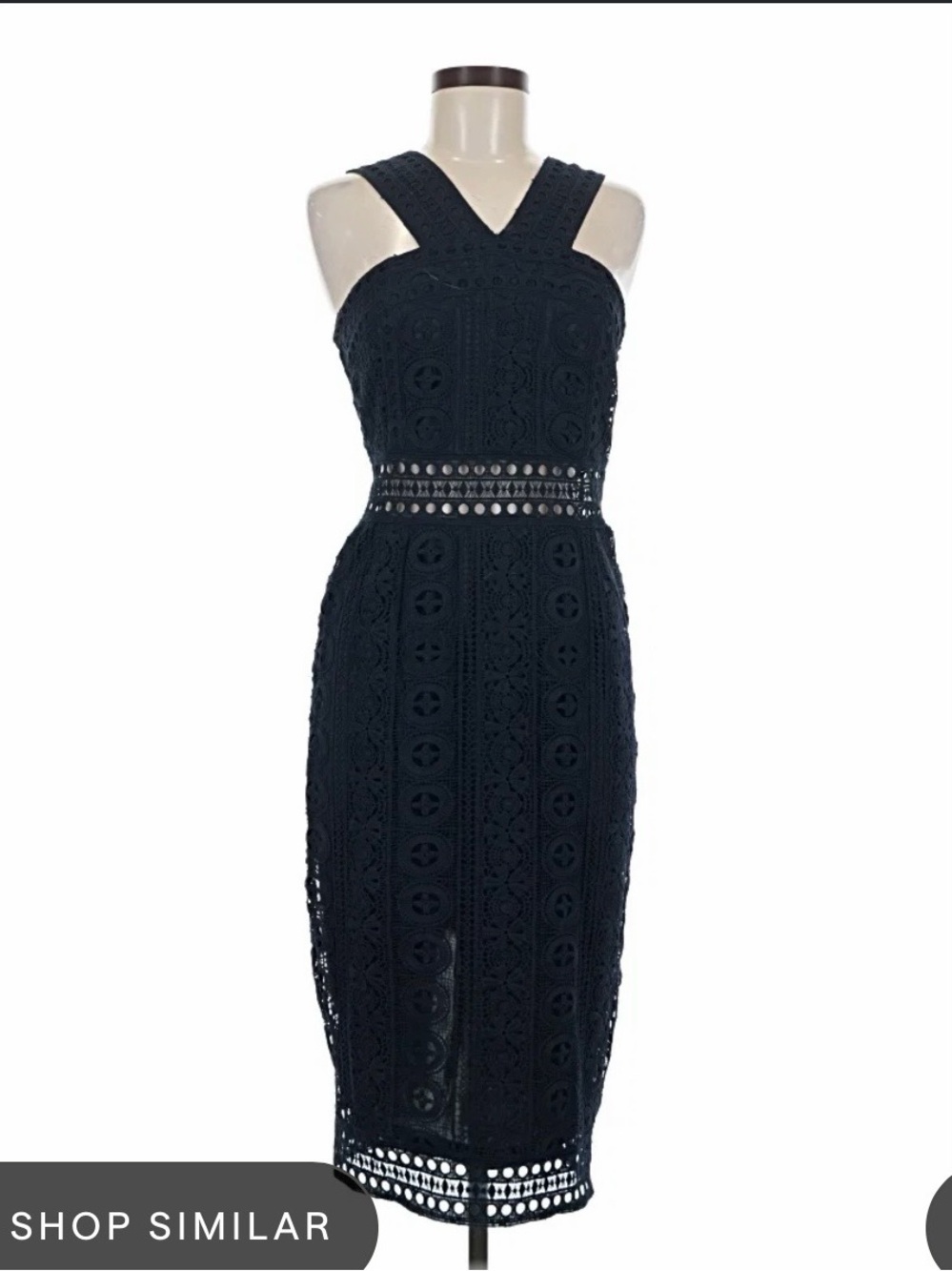 Lulu’s Sleeveless Navy Crochet Midi Dress
